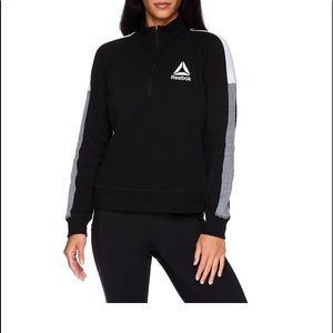 NWT:REEBOK COLOR BLOCK FLEECE TURTLENECK SWEATSHIRT HALF ZIP SIZE SMALL